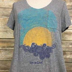 Life Is Good Tops - Life is Good Women’s V Neck T Shirt, Sz Large Life Is Good Tops - Life is Good Women’s V Neck T Shirt, Sz Large